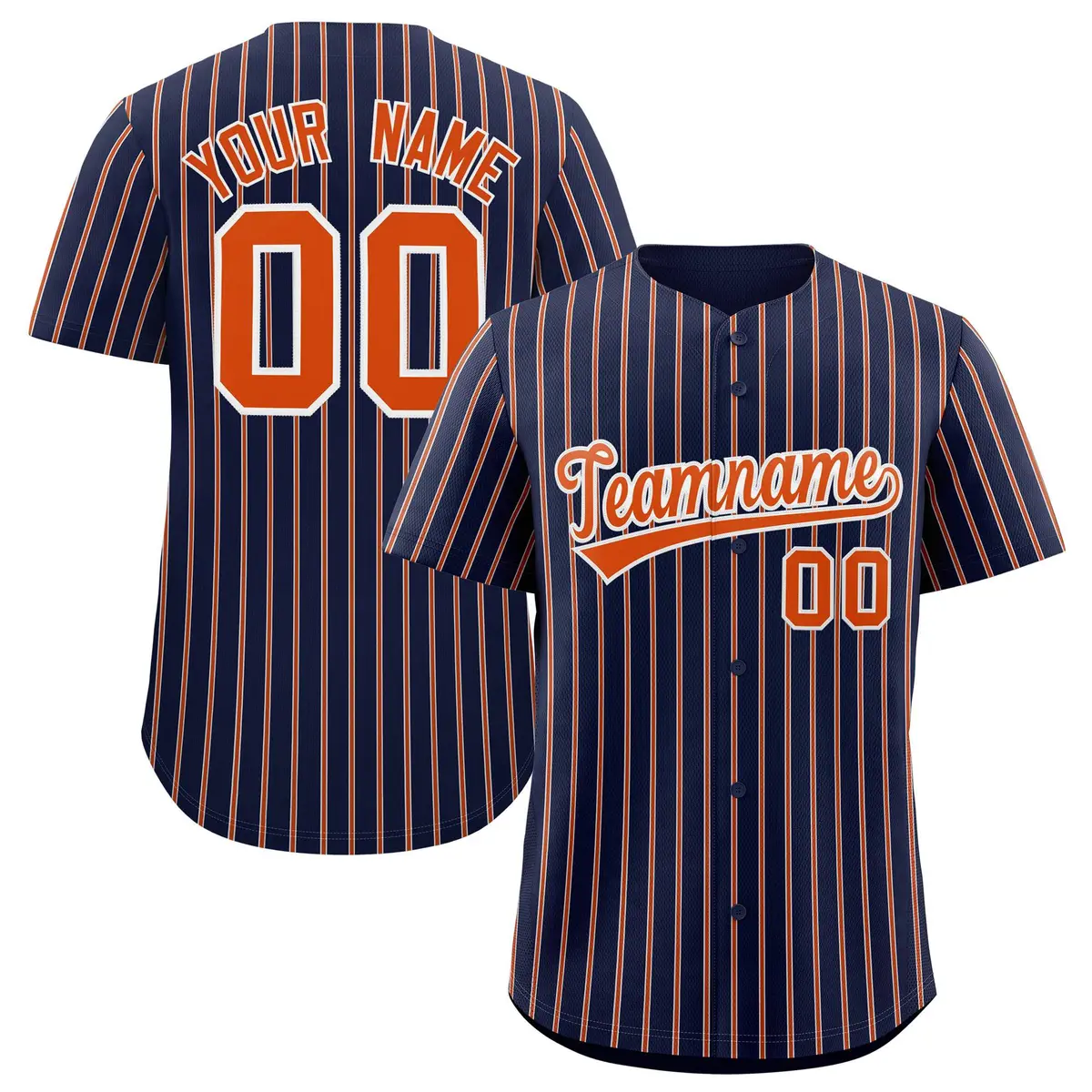 Navy White Tricolor Stripe Fashion Baseball Jersey