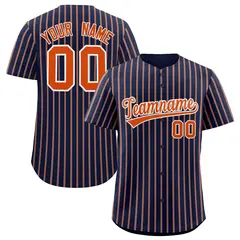 Navy White Tricolor Stripe Fashion Baseball Jersey