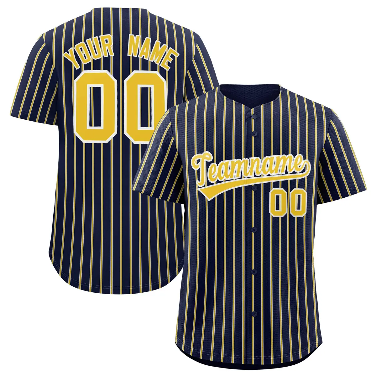 Navy White Tricolor Stripe Fashion Baseball Jersey