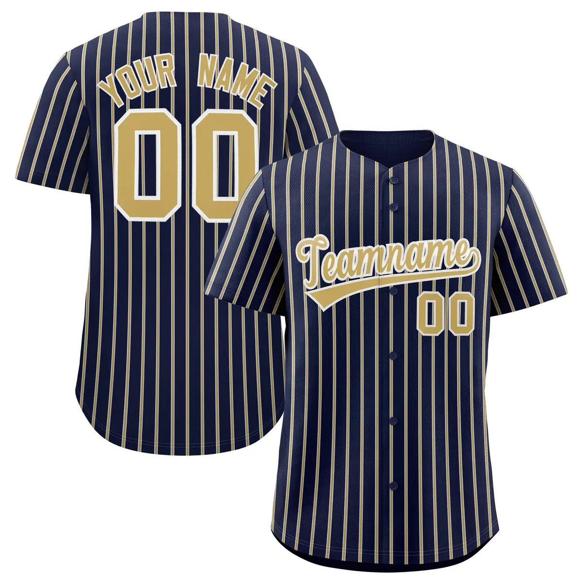 Navy White Tricolor Stripe Fashion Baseball Jersey