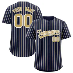 Navy White Tricolor Stripe Fashion Baseball Jersey 1