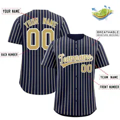 Navy White Tricolor Stripe Fashion Baseball Jersey 2