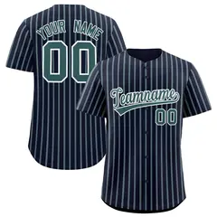 Navy White Tricolor Stripe Fashion Baseball Jersey 1