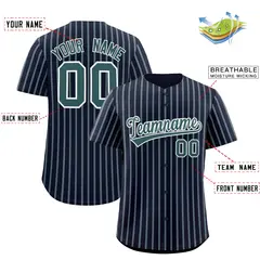 Navy White Tricolor Stripe Fashion Baseball Jersey 2