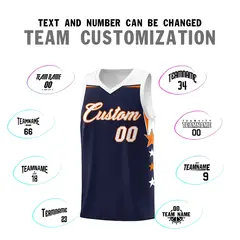 Navy White Two Tone Side Star Color Block Basketball Jersey 4