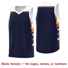 Navy White Two Tone Side Star Color Block Basketball Jersey 6