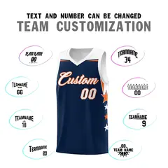 Navy White Two Tone Side Star Color Block Drapable Basketball Jersey 4