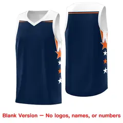 Navy White Two Tone Side Star Color Block Drapable Basketball Jersey 6