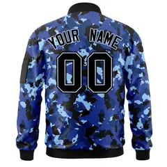 Navy White Varsity Full-Zip Camo Letterman Bomber Jacket 4