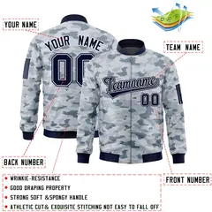 Navy White Varsity Full-Zip Camo Letterman Bomber Jacket 2