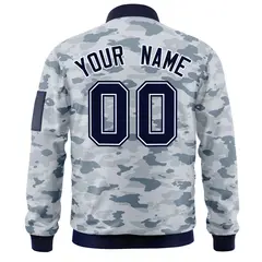 Navy White Varsity Full-Zip Camo Letterman Bomber Jacket 4