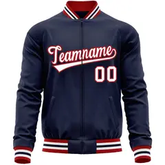 Navy White Varsity Full-Zip Letterman Baseball Jacket 5