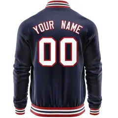 Navy White Varsity Full-Zip Letterman Baseball Jacket 6