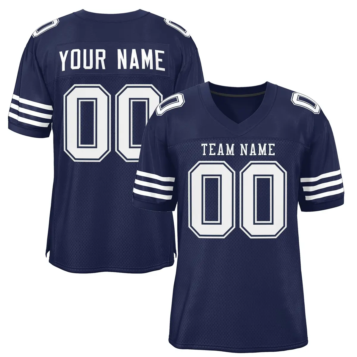 Navy White-White Classic Mesh Authentic Football Jersey