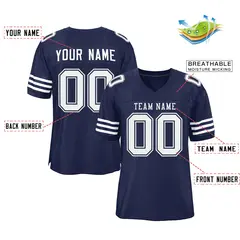 Navy White-White Classic Mesh Authentic Football Jersey 2