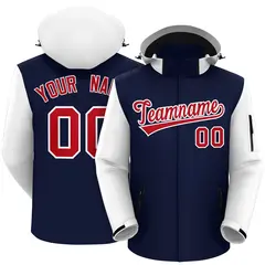 Navy White-White Raglan Sleeves Waterproof Jacket