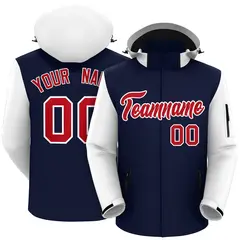 Navy White-White Raglan Sleeves Waterproof Jacket