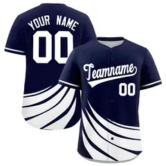 Navy White Wind Mark Graffiti Pattern Baseball Jersey 1