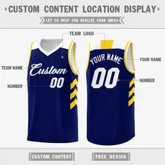Navy White Yellow Classic Mesh Sport Basketball Jersey 2
