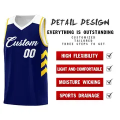 Navy White Yellow Classic Mesh Sport Basketball Jersey 4