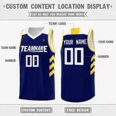 Navy White-Yellow Classic Mesh Sport Basketball Jersey 2