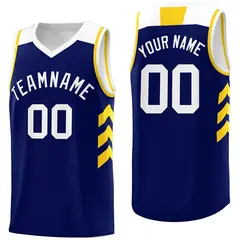 Navy White Yellow Classic Mesh Sport Basketball Jersey