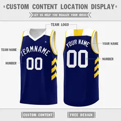 Navy White Yellow Classic Mesh Sport Basketball Jersey 2