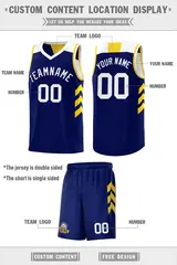 Navy White-Yellow Double Side Sets Basketball Jersey 2