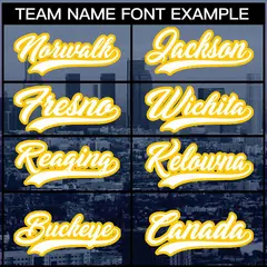 Navy White-Yellow Los Angeles City Skyline Baseball Jersey 3
