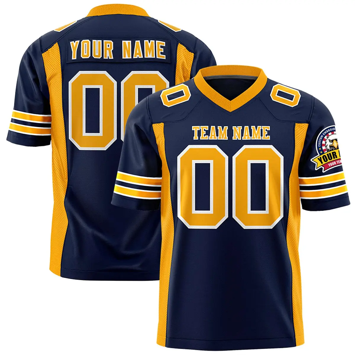 Navy Yellow Authentic Football Jersey Insert Color Design