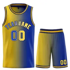 Navy Yellow-Black Bull Gradient Basketball Jersey Sets