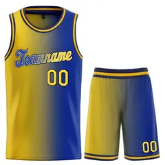 Navy Yellow-Black Gradient Basketball Uniform Jersey