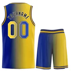 Navy Yellow-Black Gradient Basketball Uniform Jersey 2