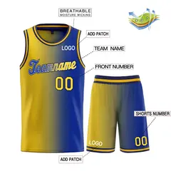 Navy Yellow-Black Gradient Basketball Uniform Jersey 3