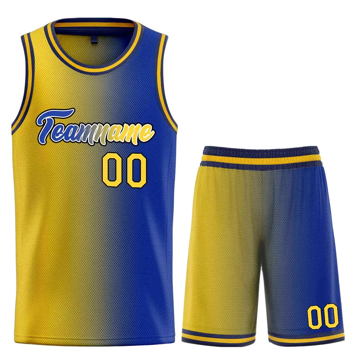 Navy Yellow-Black Gradient Heal Basketball Jersey