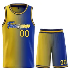 Navy Yellow-Black Gradient Heal Basketball Jersey