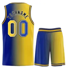 Navy Yellow-Black Gradient Heal Basketball Jersey 2