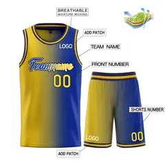 Navy Yellow-Black Gradient Heal Basketball Jersey 3