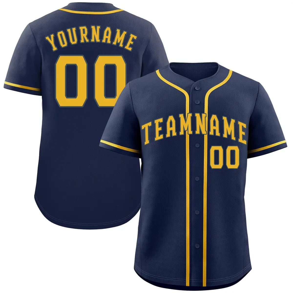 Navy Yellow Classic Authentic Baseball Jersey