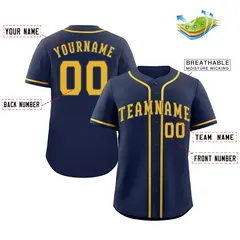 Navy Yellow Classic Authentic Baseball Jersey 2