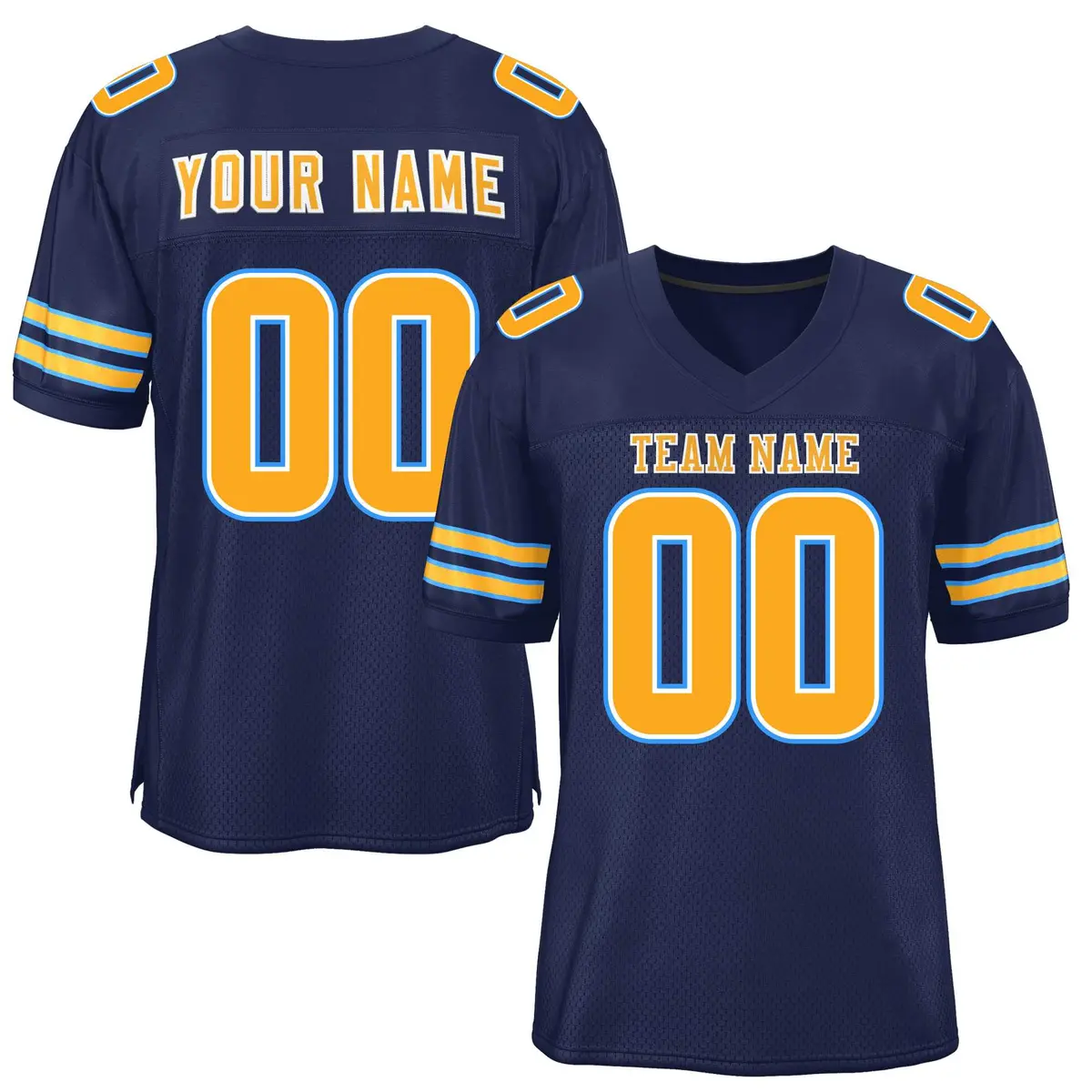 Navy Yellow Classic Mesh Authentic Football Jersey