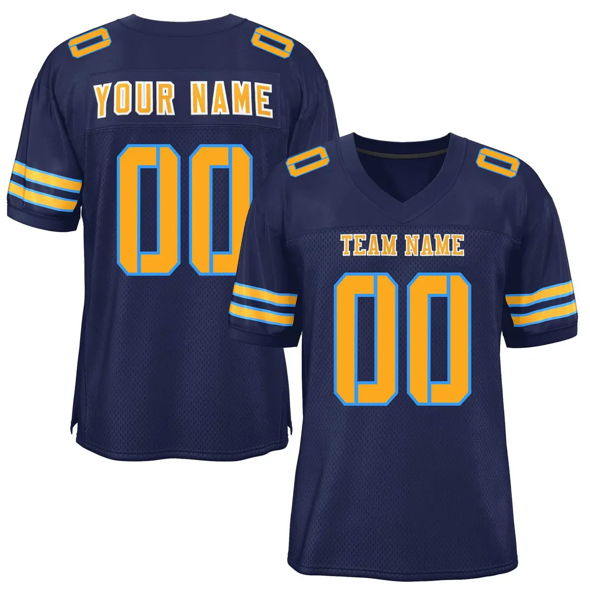 Navy Yellow Classic Mesh Authentic Football Jersey