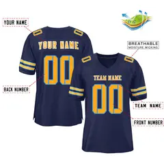 Navy Yellow Classic Mesh Authentic Football Jersey 2
