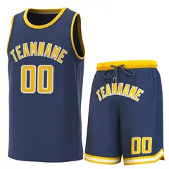 Navy Yellow Classic Sets Basketball Jersey 1