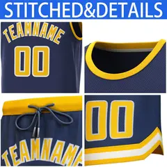 Navy Yellow Classic Sets Basketball Jersey 6
