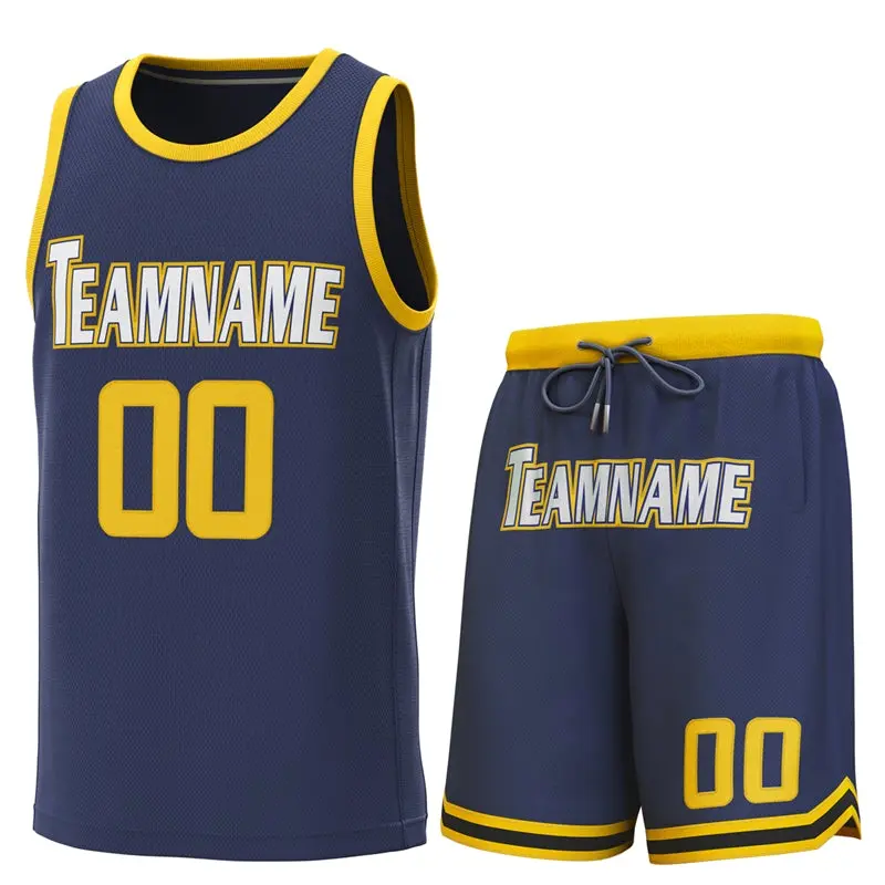 Navy Yellow Classic Sets Basketball Jersey