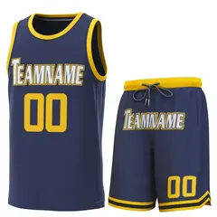 Navy Yellow Classic Sets Basketball Jersey 1