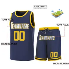 Navy Yellow Classic Sets Basketball Jersey 2