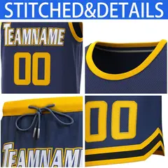 Navy Yellow Classic Sets Basketball Jersey 6