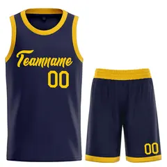Navy Yellow Classic Sets Sports Uniform Basketball Jersey